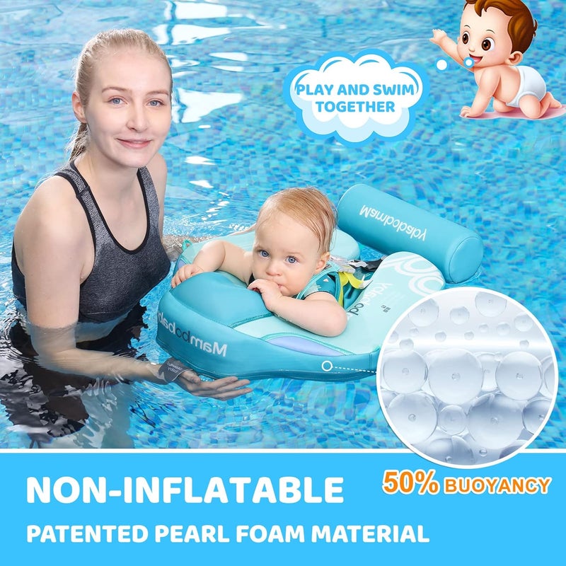 28°C Mambobaby Baby Float with Canopy & Tail Non-Inflatable Baby Swim Float Upgrade Soft Infant Pool Float Sun Protection Newborn Pool Float 3-24 Months Skin-Friendly Material for Toddler Boys Girls - Image 2